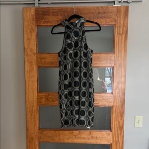 Trina Turk Black and White Geometric Midi Dress